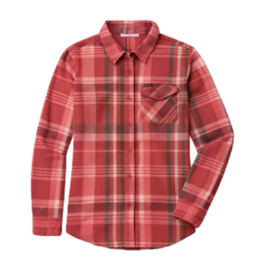 COLUMBIA Omni-Shade Medium Red and Pink Plaid Button Down Shirt Woman’s